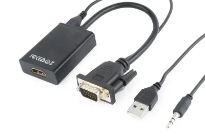 Produktbild von Gembird A-VGA-HDMI-01, 0,15 m, HDMI Typ A (Standard), VGA (D-Sub), Männlich, Weiblich, 1920 x 1080 Pixel