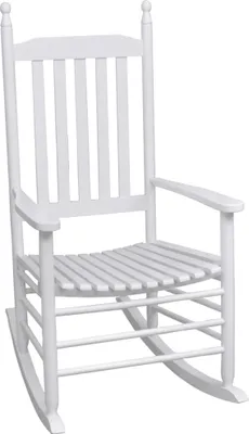 Image de vidaXL Chaise à bascule avec assise incurvée Blanc Bois