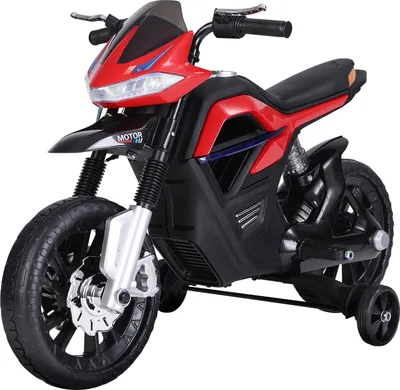Obrázek produktu pro HOMCOM Dětská motorka Dětská elektrická motorka Elektrická motorka pro děti od 3 let Světlo Hudba MP3 Elektrické vozidlo s tréninkovými koly Maximální rychlost 3 km/h Kov + plast Červená 105 x 52,3 x 62,3 cm