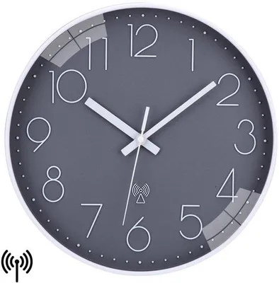 Zdjęcie produktu dla Cichy zegar radiowy, 30 x 30 cm, styl nowoczesny, zegar ścienny do salonu
