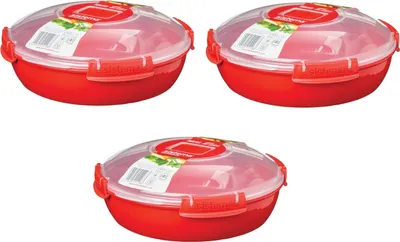 Obrázek produktu pro Sistema Mikrovlnné talíře do mikrovlnné trouby, 1,3 l, červené Sada 3 kusů 1118 + Sada 4 brček z nerezové oceli EKM Living