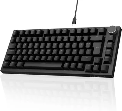 Produktbild von 75% Mechanische Tastatur AK820, 82 Tasten Hot-Swap Kabelgebunden, Lautstärkeregler, PBT-Tastenkappen, Gasket-Struktur, 5-Schicht Dämpfung, QWERTZ