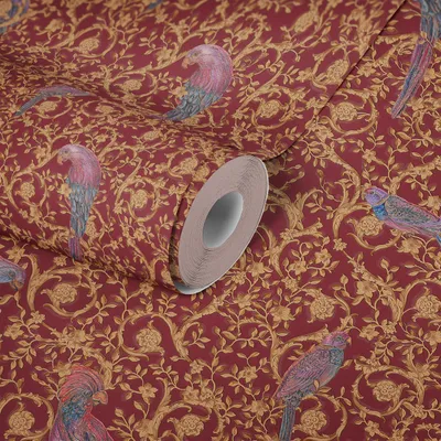 Produktbild von Versace wallpaper Vogeltapete Barocco Birds Vliestapete floral rot gold blau