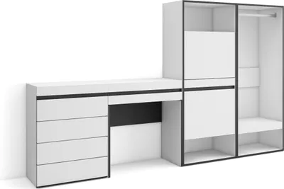 Produktbild von Schuhregal, Schuhschrank, 247x35x145 cm, Für Schlafzimmer, Offener Kleiderschrank, Kommode mit Schubladen, Schminktisch, Weiß