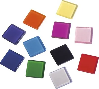 Zdjęcie produktu dla Mozaika akrylowa przezroczysta w różnych kolorach, 10 x 10 mm 50 g, ok. 205 szt
