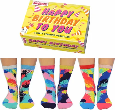 Produktbild von Happy Birthday Geburtstag Oddsocks Socken in 37-42 im 6er Set