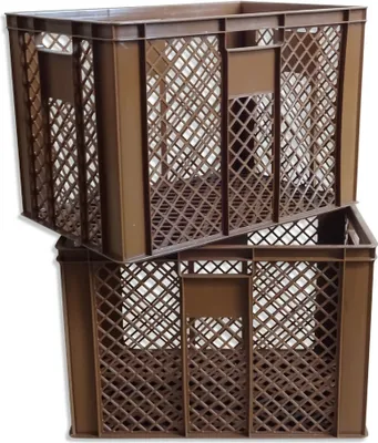 Produktbild von 2 x Bäckerkiste Brötchenbox Brotbehälter Eurobehälter Stapelbox Gitterbox 41cm braun