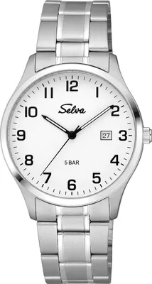 Produktbild von SELVA SELVA Quarz-Armbanduhr mit Edelstahlband Zifferblatt schwarz Ø 39mm