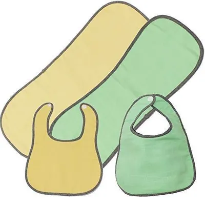 Imagen del producto de Baberos y pañuelos de musselina para bebés, color amarillo y verde, juego de 2