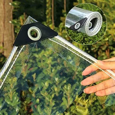 Zdjęcie produktu dla Wodoodporna, przezroczysta plandeka do ogrodu i balkonu - przezroczysta folia ochronna, 1,8 x 3 m
