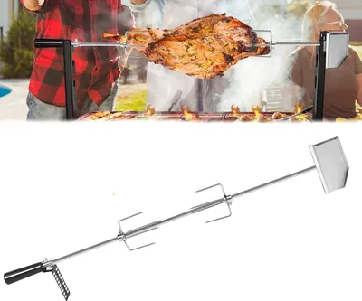 Produktbild von YARDIN Grillspieß Set mit Motor 107cm drehspieß,304 Edelstahl Grillspieß Rotisserie 220V - 240V inkl.2X Fleischnadeln Universal Grillspiess