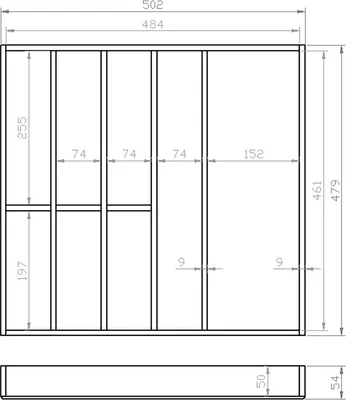 Produktbild von Besteckeinsatz BUCHE 60er Schubl. B 502 x T 479 mm VERSION1 passend für Grass Nova 19 mm Schubladen
