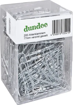 Produktbild von dundee Aktenklammern silber glanzverzinkt, 200 St.