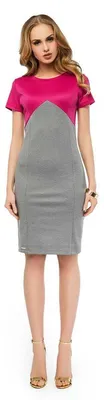 Produktbild von Damen MiniKleid Kleid Tunika Top Style; Fuchsia/Grau/38