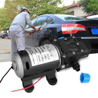 Selbstansaugende Wasserpumpe 12 V, 100 W, 8 l/min, 70 m, schwarz