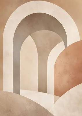 Produktbild von Abstraktes Poster DIN A2 – Neutral Arches Wandbild in Beige, Creme & Terrakotta, matt