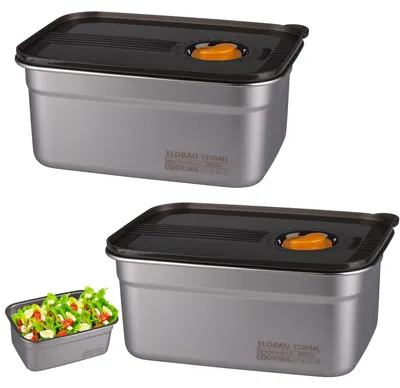 Produktbild von 2 x 2200 ml Edelstahl-Vorratsdosen, Delikatessenboxen mit Deckel, luftdicht