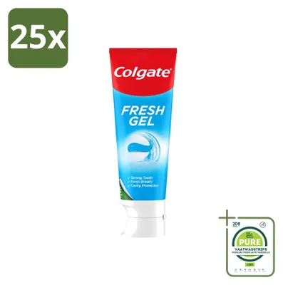 Immagine prodotto di 25 tubetti di dentifricio Colgate Blue Fresh Gel - 75 ml - Confezione grande - 25 pezzi