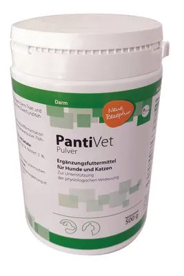 Produktbild von PantiVet Pulver für Hunde und Katzen – Kann zur Verdauungshilfe & Magen-Darm-Stabilisierung bei Hund und Katze beitragen