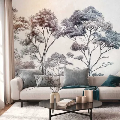 Produktbild von Profhome 399021-GU Fototapete Wald matt creme blau orange braun 3,71 m x 2,8 m