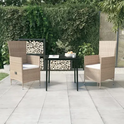 Image de The Living Store Ensemble de jardin 3 pièces avec coussins Beige