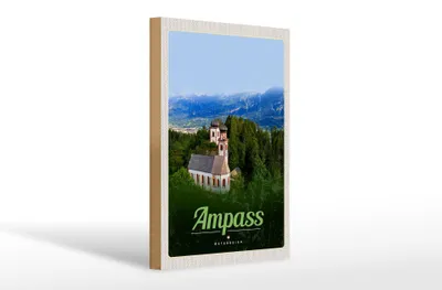 Produktbild von Holzschild Reise 20x30cm Ampass Österreich Kirche im Wald Natur