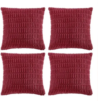 Produktbild von Set mit 4 dekorativen Kissenbezügen, 50 x 50 cm, in Weinrot, aus Cord