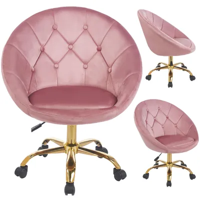 Produktbild von Eleganter Drehsessel aus Samt auf Rollen, RUNDO pink, JUMIhome