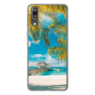 Produktbild von MuchoWow® Handyhülle Schutzhülle Hülle für Huawei P20 Strand - Palme - Meer Silikon Softcase Handy Hülle - Hardcover