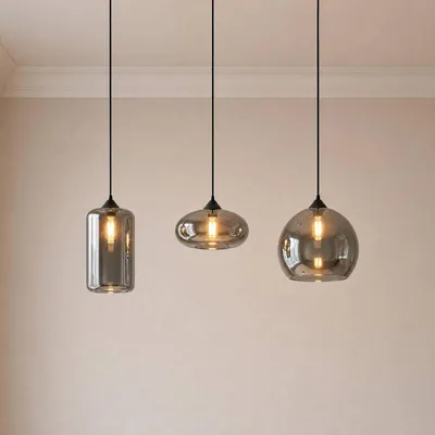 Produktbild von Lindby Pendelleuchte Marla, 3-flg., Glas, rauchgrau, 102cm