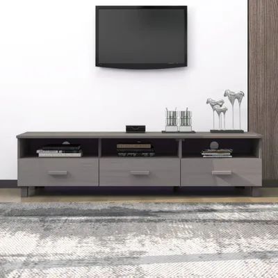 Produktbild von vidaXL TV-Schrank HAMAR Hellgrau 158x40x40 cm Massivholz Kiefer