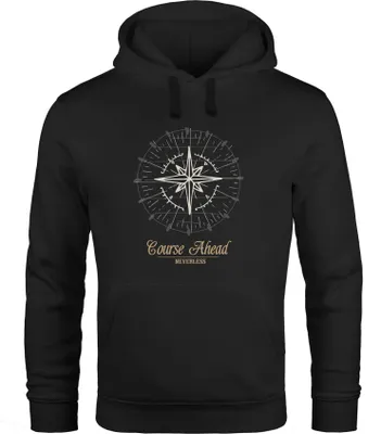 Produktbild von Hoodie Herren Kompass Windrose Navigator Segeln Neverless® schwarz XL