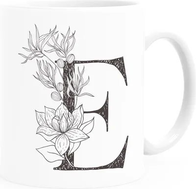 Produktbild von Kaffeetasse Monogramm Initiale Geschenk-Motiv Tasse personalisierte Namenstasse personalisierte Geschenke SpecialMe® E weiß Keramik-Tasse