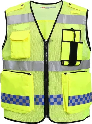 Produktbild von Sicherheitswesten Hoch Sichtbarkeit Reflektierende Warnwesten mit Taschen und Reißverschluss für Auto/Motorrad, Farbe: Gelb Stil 2; Größe: M