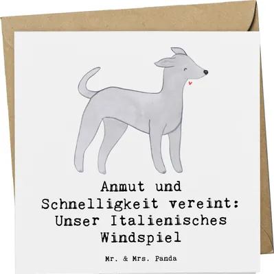Produktbild von Mr. & Mrs. Panda doppelkarte Italienisches Windspiel - Weiß - Geschenk, Hunderasse, Hund mit Charakter, Hundeliebhaber, Glückwunschkarte, liebenswert, unser, Klappkarte