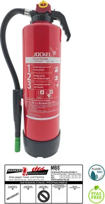 Produktbild von Jockel 6L AB fluorfreier Schaumfeuerlöscher Auflade 34A, 144B S 6 JXF 34GREEN 2.0 -25°C inkl. Halt. u. Plakette