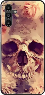 Produktbild von König Design Hülle kompatibel mit Samsung Galaxy A13 5G Kunststoff Soft Handyhülle - Handy Case Blumen Totenkopf