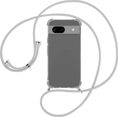 Produktbild von Handykette Backcover-Schutzhülle mit Band (Metall silberfarben) für Google Pixel 8A (6.1'') - silbergrau