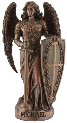 Erzengel Michael Miniatur, Kunststein, bronzefarben, 5x3x9 cm