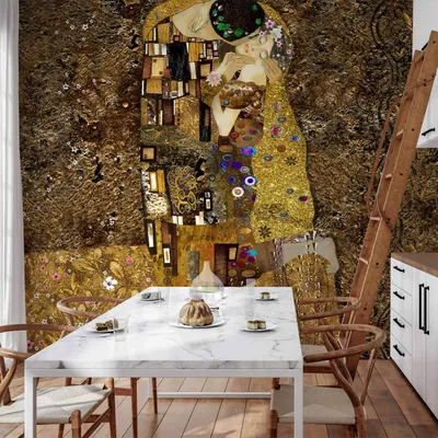 Produktbild von Vlies Fototapete - Klimt inspiration: Golden Kiss 350x245 cm Menschen l-A-0001-a-b