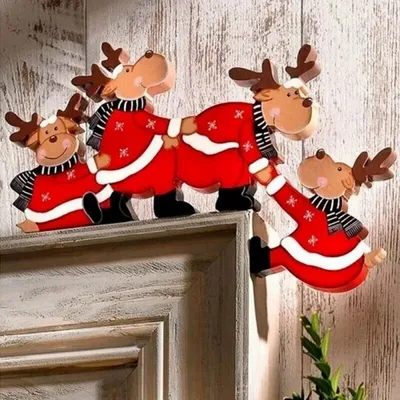 Immagine prodotto di Decorazioni natalizie per porte in legno Decorazioni natalizie uomo Natale alce in legno Decorazioni natalizie, alce, legno