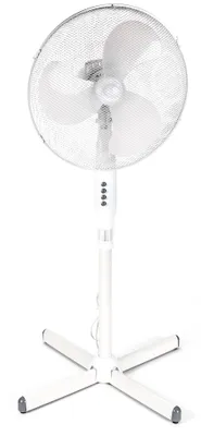 Image de Ventilateur sur pied 40 cm, 3 vitesses + oscillation, réglable en hauteur, blanc, 40 W