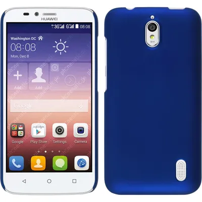 Produktbild von PhoneNatic Case kompatibel mit Huawei Y625 - Hülle blau gummiert Hard-case + 2 Schutzfolien