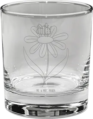 Produktbild von Mr. & Mrs. Panda Whiskyglas Hummel Blume - Transparent - Geschenk, Bourbon Glas, Whisky Becher, Gute Laune, Scotch, Feld, Tumbler, Natur, Biene, Wespe, Hummeln