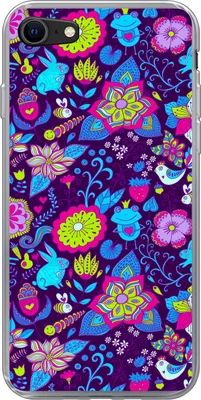 Produktbild von MuchoWow® Handyhülle Schutzhülle Hülle für Telefoonhoesje iPhone SE 2020 Mädchen - Kaninchen - Rosa - Muster - Mädchen - Kinder - Kinder Silikon Softcase Handy Hülle - Kartenbesitzer