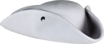 A white tricorn hat on a white background.