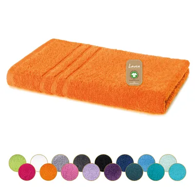 Produktbild von Lavea® Handtücher 50x100 cm, Frottierserie Bali, 100% Baumwolle, saugstark, weich, Set, waschbar, trocknergeeignet, Gästehandtücher - Orange