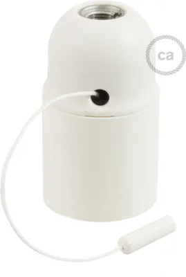 Image de Kit de douille E27 Creative-Cables en thermoplastique avec interrupteur à tirette - Blanc