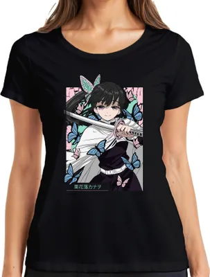 Produktbild von Kanao Tsuyuri Anime Schmetterlinge Katana Manga Geschenk Damen Damen T-Shirt, Schwarz, L