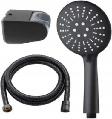 Produktbild von Brausegarnitur 3-Funktions-Handbrause Schlauchgriff Schwarz